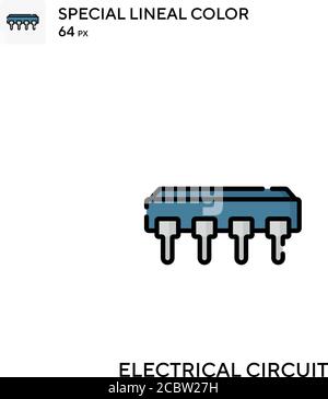 Elektrische Schaltung spezielles lineales Farbvektor-Symbol. Symbole für elektrische Schaltkreise für Ihr Geschäftsprojekt Stock Vektor