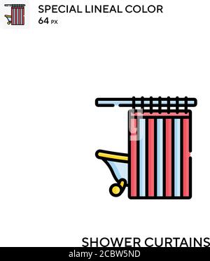 Duschvorhänge Spezielle lineare Farbe Vektor-Symbol. Duschvorhänge Symbole für Ihr Business-Projekt Stock Vektor