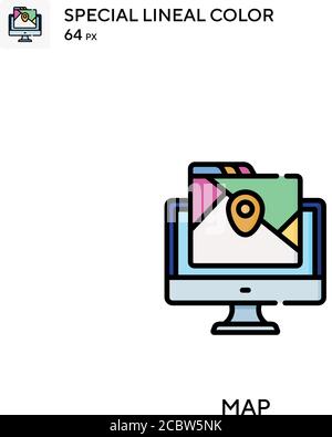 Kartenspezial lineales Farbvektorsymbol. Ordnen Sie Symbole für Ihr Geschäftsprojekt zu Stock Vektor