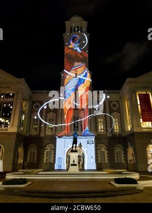 Light to Night Festival in Singapur in der Singapore National Gallery Stockfoto