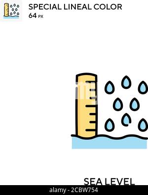 Meereshöhe spezielles lineales Farbvektorsymbol. Symbole auf Meereshöhe für Ihr Geschäftsprojekt Stock Vektor