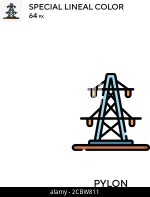 Pylon spezielles lineales Farbvektorsymbol. Pylon Icons für Ihr Business Projekt Stock Vektor