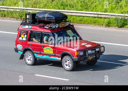 1997 90s KAC Red Camel Trophy Mongolei 97 Land Rover Vintage Expedition Freizeit, britischer Geländewagen 4x4, raues Geländefahrzeug für Geländefahrten über Land, LandRover Discovery Turbo Diesel UK Stockfoto