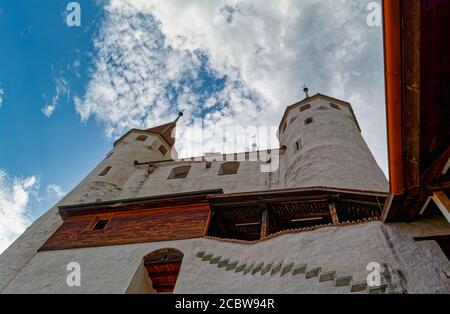 Schönes mittelalterliches Schloss Thun, Thun, Schweiz Stockfoto