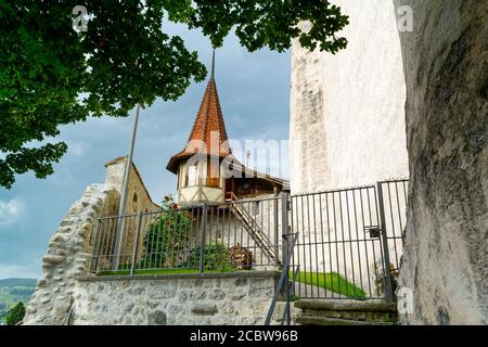 Schönes mittelalterliches Schloss Thun, Thun, Schweiz Stockfoto