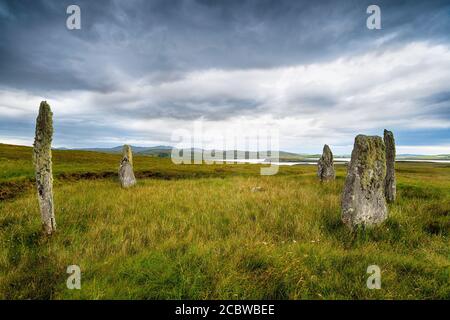 Der Steinkreis Callanish IV, Ceann Hulavig auf der Isle of Lewis in den westlichen Inseln Schottlands Stockfoto