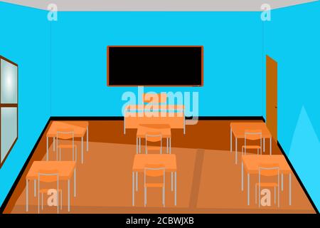 Schule:Illustration eines leeren Klassenzimmers von innen gesehen Stock Vektor
