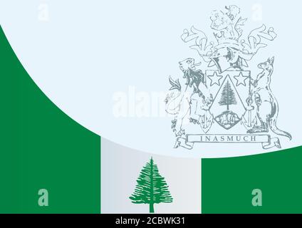 Flagge von Norfolk Island, Vorlage für die Auszeichnung, ein offizielles Dokument mit der Flagge von Norfolk Island, Commonwealth of Australia Stock Vektor