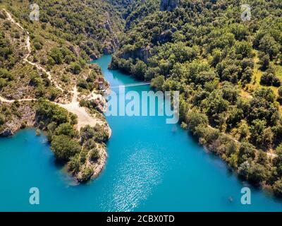 Congost de Mont-Rebei in den Vorpyrenäen von Lleida, Katalonien. Serra del Montsec, La Noguera, Lleida, Spanien die Montrebei-Schlucht (auf Katalanisch Congost Stockfoto