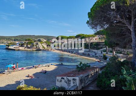 Spiaggia di Palau Vecchio Blick auf Sardinien Stockfoto