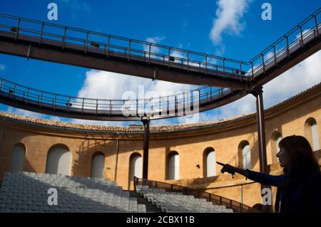 Bühne der Cité Internationale de la Danse, Agora Montpellier Frankreich. Historisches Zentrum, Agora International City of Dance, Theater und Studios, ori Stockfoto