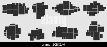 Bilderrahmen-Kollektion. Rahmen für Foto und Bilder, Fotocollage. Puzzle Mood Board, Branding Präsentation Vorlage kreative Vektor-Set Stock Vektor