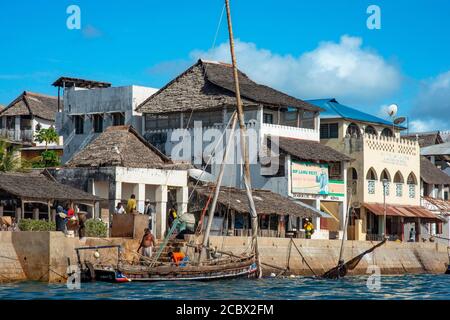 Altstadt oder Steinstadt Lamu Waterfront, Kenia, Lamu Insel UNESCO Weltkulturerbe Stockfoto