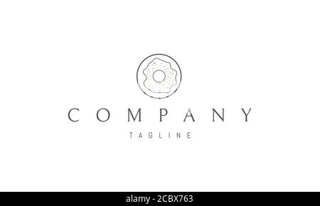 Vektor-Logo, auf dem ein abstraktes Bild von einem Donut mit Creme und Pulver. Stock Vektor