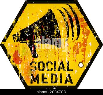 Social-Media-Zeichen, grungy Stil Vektor-Symbol Stock Vektor