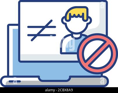 RGB-Farbsymbol für nicht autorisierten Zugriff. Fehler bei der Autorisierung der Website, Problem bei der Benutzerüberprüfung. Internetsicherheit. Fehlermeldung der Webseite. Isolierte Vect Stock Vektor