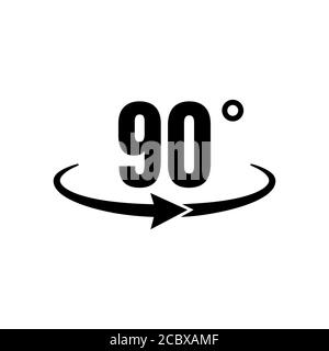 Symbol Winkel 90 Grad. Mathematisches Symbol für Geometrie. Rotationssymbol. Vektor auf isoliertem weißem Hintergrund. EPS 10. Stock Vektor