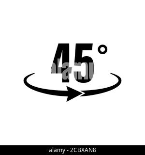 Symbol Winkel 45 Grad. Mathematisches Symbol für Geometrie. Rotationssymbol. Vektor auf isoliertem weißem Hintergrund. EPS 10. Stock Vektor