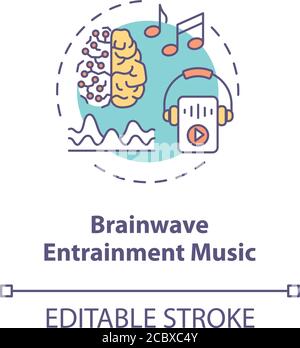 Brainwave Entainment Music Concept Icon. Biohacking Tipps, selbst Verbesserung Idee dünne Linie Illustration. Beratung zur Steigerung der Produktivität. Vektor isoliert Stock Vektor