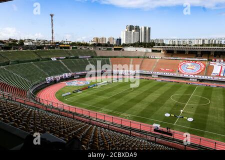 Salvador, Brasilien. August 2020. Bahia und Red Bull Bragantino, gehalten an diesem Sonntag (16), in einem Spiel gültig für die 3. Runde der brasilianischen Meisterschaft 2020, ein Spiel im Pituaçu-Stadion, in Salvador, Bahia, Brasilien. Quelle: Tiago Caldas/FotoArena/Alamy Live News Stockfoto