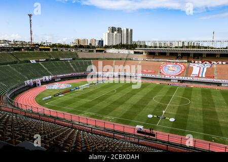 Salvador, Brasilien. August 2020. Bahia und Red Bull Bragantino, gehalten an diesem Sonntag (16), in einem Spiel gültig für die 3. Runde der brasilianischen Meisterschaft 2020, ein Spiel im Pituaçu-Stadion, in Salvador, Bahia, Brasilien. Quelle: Tiago Caldas/FotoArena/Alamy Live News Stockfoto