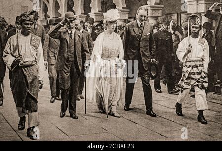 Die British Empire Exhibition war eine koloniale Ausstellung, die vom 23. April 1924 bis zum 31. Oktober 1925 im Wembley Park, Wembley, England, stattfand. Es wurde von König George V (1865-1936) und Königin Gemahlin Mary eröffnet. Stockfoto