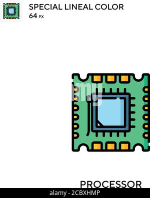 Prozessor spezielles lineales Farbvektorsymbol. Prozessorsymbole für Ihr Geschäftsprojekt Stock Vektor