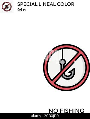 Kein Angeln spezielles lineales Farbvektorsymbol. Keine Angelsymbole für Ihr Geschäftsprojekt Stock Vektor
