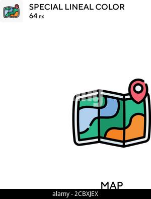 Kartenspezial lineales Farbvektorsymbol. Ordnen Sie Symbole für Ihr Geschäftsprojekt zu Stock Vektor
