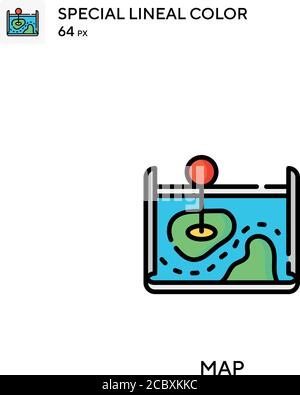 Kartenspezial lineales Farbvektorsymbol. Ordnen Sie Symbole für Ihr Geschäftsprojekt zu Stock Vektor
