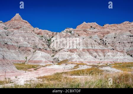 Landschaft des Badlands National Park während des Tages Stockfoto