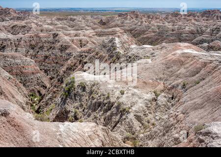 Landschaft des Badlands National Park während des Tages Stockfoto
