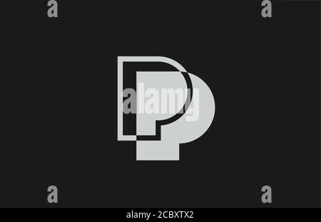 Logo-Symbol mit grauem, schwarz-weißem Buchstaben P. Einfaches Liniendesign für Unternehmen Stock Vektor