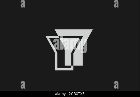Logo-Symbol mit grauem, schwarz-weißem Y-Alphabet. Einfaches Liniendesign für Unternehmen Stock Vektor