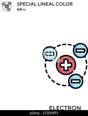 Elektronenspeziales lineales Farbvektorsymbol. Elektronensymbole für Ihr Geschäftsprojekt Stock Vektor