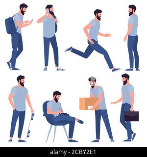 Flache Design junge Mann Zeichen Stock Vektor