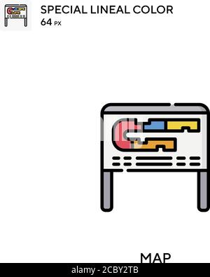 Kartenspezial lineales Farbvektorsymbol. Ordnen Sie Symbole für Ihr Geschäftsprojekt zu Stock Vektor