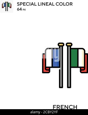 Französisches spezielles lineales Farbvektorsymbol. Französische Symbole für Ihr Geschäftsprojekt Stock Vektor