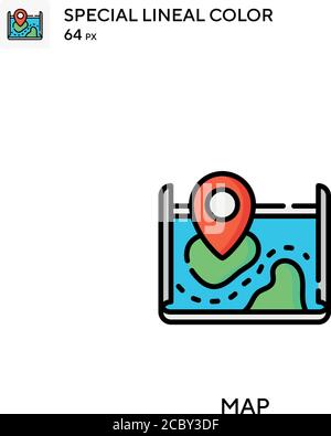 Kartenspezial lineales Farbvektorsymbol. Ordnen Sie Symbole für Ihr Geschäftsprojekt zu Stock Vektor