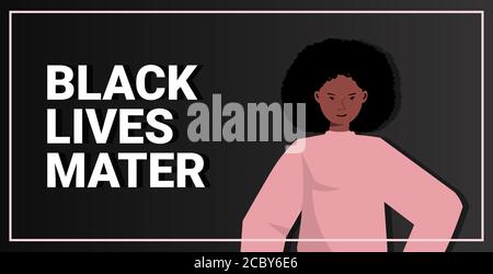 afroamerikanische Frau gegen Rassendiskriminierung schwarz lebt Materie Konzept Soziale Probleme des Rassismus horizontale Porträt Vektor Illustration Stock Vektor