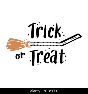 Niedliche Hand gezeichnet Schriftzug Halloween Zitat von Doodle Skizze Stil. Vektor Illustration Slogan von Trick or Treat für Kinder Poster, Kinder Banner für Schule oder Bildung. Stock Vektor