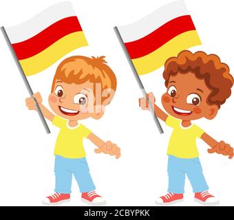 südossetien Flagge in der Hand. Kennzeichen für Kinder. Nationalflagge von südossetien Vektor Stock Vektor