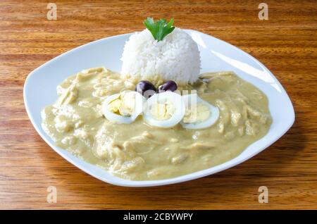 Aji de Gallina, typisches Gericht aus Peru. Stockfoto