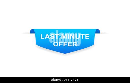 Last-Minute-Angebot Abzeichen blau Bannerband. Beschriftungssymbol. Tag. Oberes Lesezeichen. Vektor auf isoliertem weißem Hintergrund. EPS 10 Stock Vektor