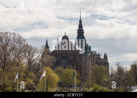 Stockholm, Schweden - April 22 2019: Die Außenansicht des Nordischen Museums am 22 2019. April in Stockholm Schweden. Stockfoto