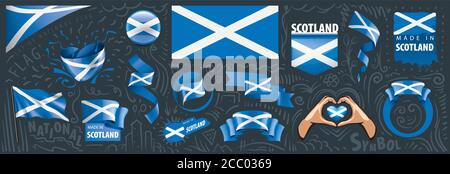 Vector Set der Nationalflagge von Schottland in verschiedenen Kreative Designs Stock Vektor
