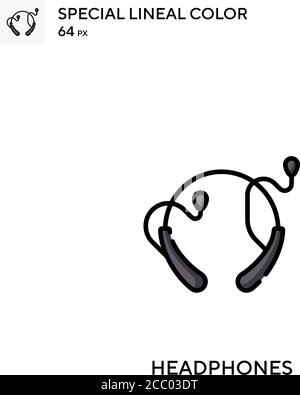 Kopfhörer spezielles lineales Farbvektorsymbol. Kopfhörer-Symbole für Ihr Geschäftsprojekt Stock Vektor