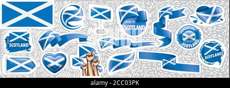 Vector Set der Nationalflagge von Schottland in verschiedenen Kreative Designs Stock Vektor