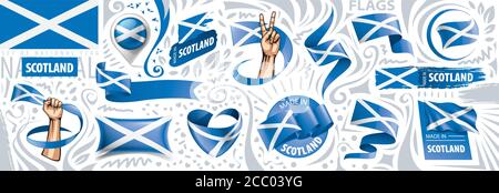 Vector Set der Nationalflagge von Schottland in verschiedenen Kreative Designs Stock Vektor
