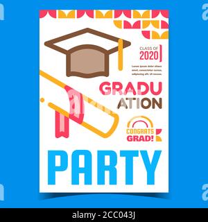 Graduation Party Event Werbung Banner Vektor Stock Vektor